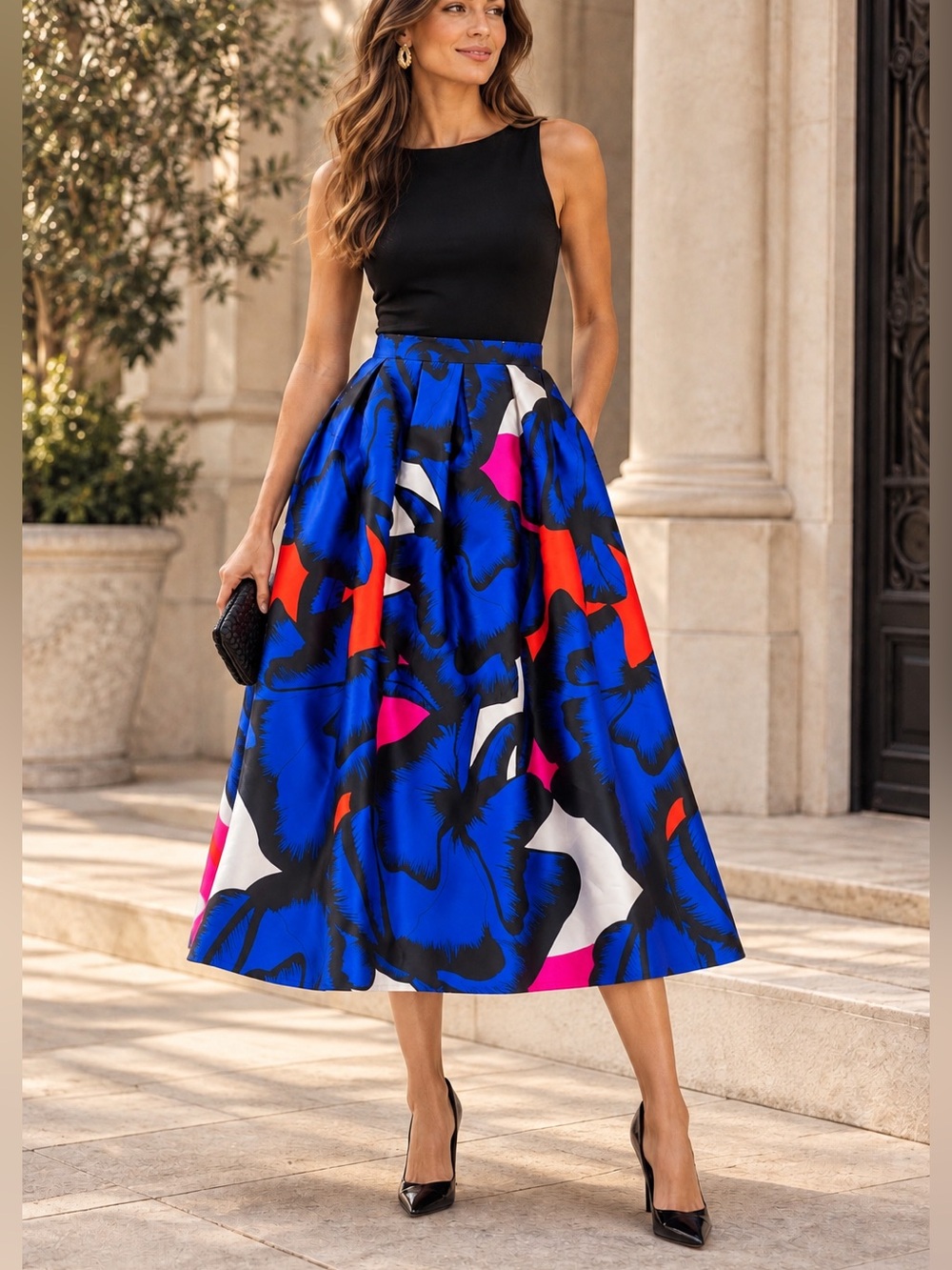 Beulah Style for Anthropologie Floral A-Line Full Skirt Size S